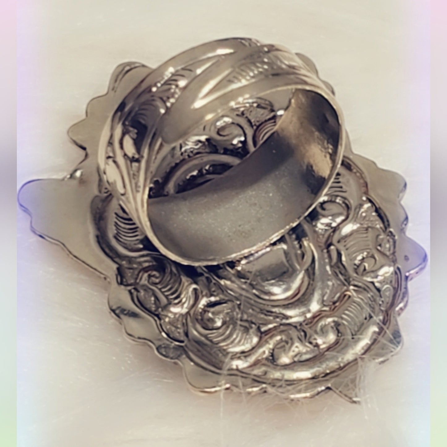 Carved Skull Obsidian Handcrafted Tibetan Ring