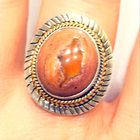 Mexican Fire Opal Sterling Silver Gemstone Ring