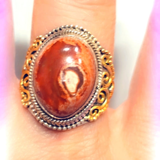 Mexican Fire Opal Sterling Silver Gemstone Ring
