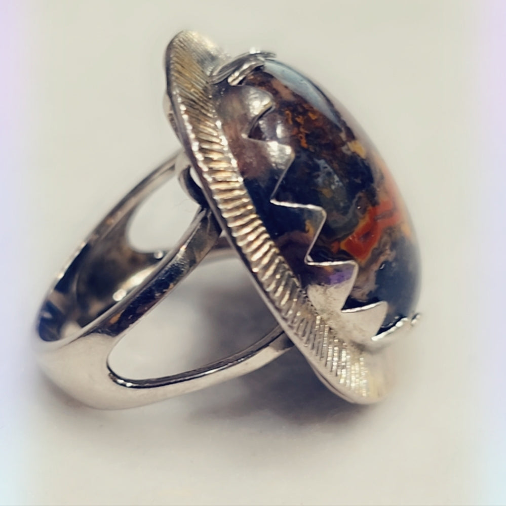 💫 Australian Agate Sterling Silver Gemstone Ring Sz 6