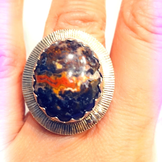💫 Australian Agate Sterling Silver Gemstone Ring Sz 6