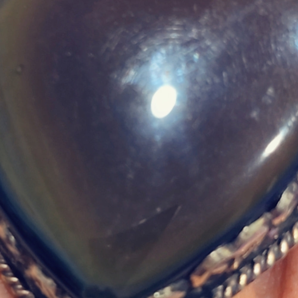 ❤️ Rainbow 🌈 Obsidian Gemstone Handcrafted Tibetan Ring, Smaller