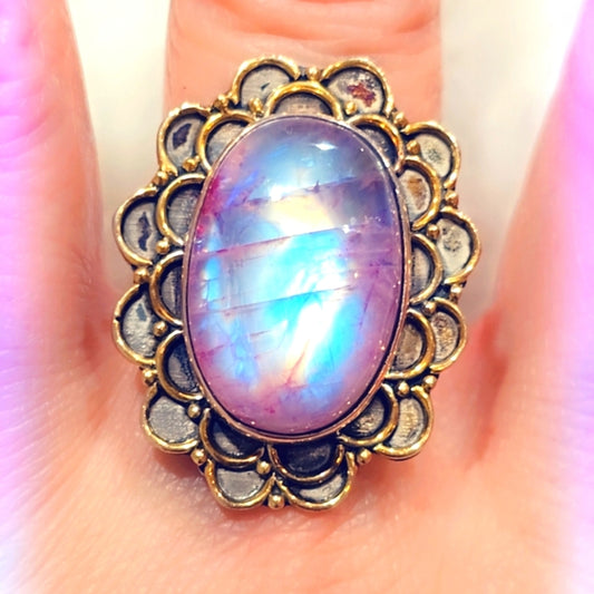 Vermiel Moonstone Sterling Silver Gemstone Ring Sz 7