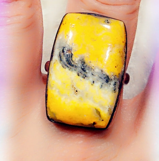 Huge BumbleBee 🐝 Solid Sterling Silver 925 Gemstone Ring