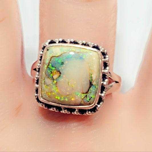 🔥 Monarch Butterfly Opal Solid Sterling Silver 925 Gemstone Ring