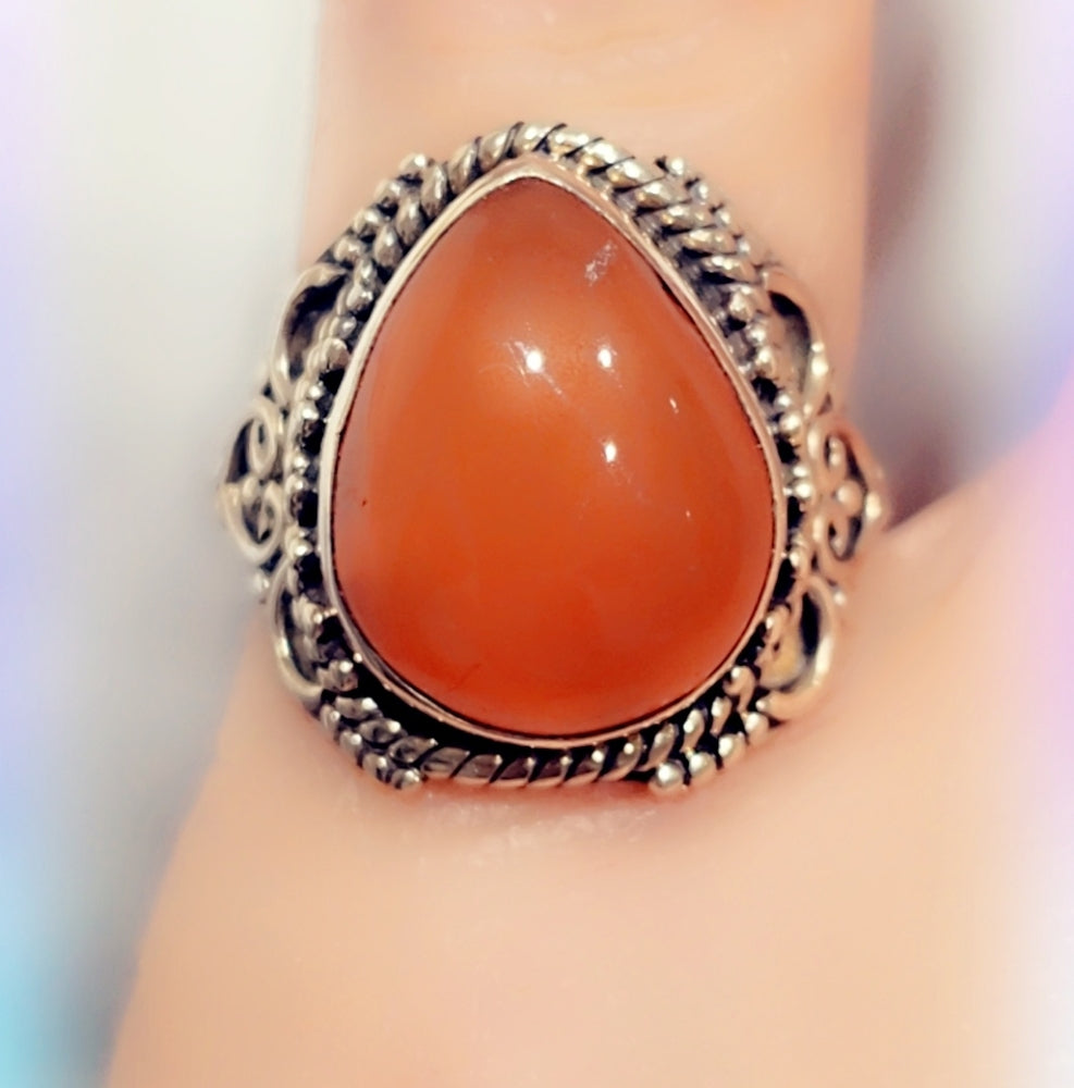 Custom Boho Setting Sterling Silver Gemstone Ring Sz 6½