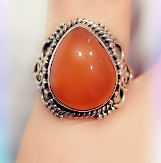Custom Boho Setting Sterling Silver Gemstone Ring Sz 6½