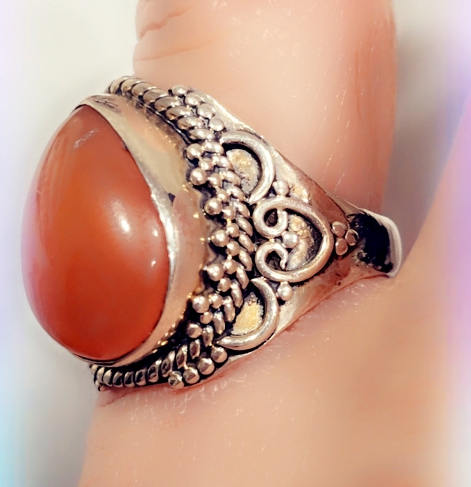 Custom Boho Setting Sterling Silver Gemstone Ring Sz 6½