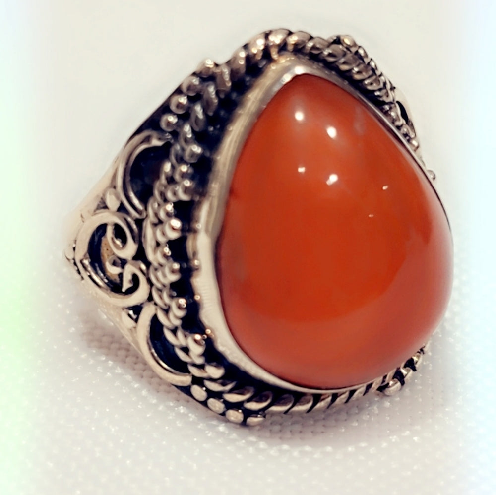 Custom Boho Setting Sterling Silver Gemstone Ring Sz 6½