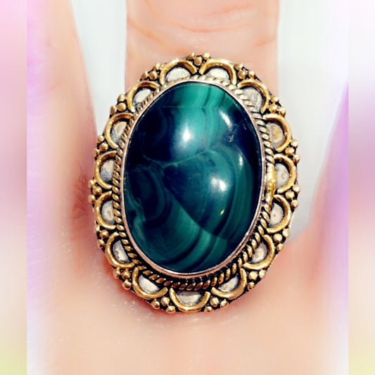 Malachite Sterling Silver Gemstone Ring