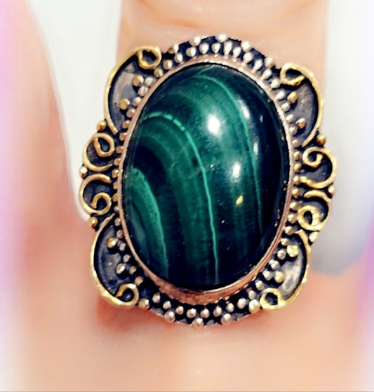 Malachite Sterling Silver Gemstone Ring