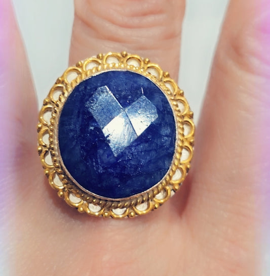 Faceted Corundum Sterling Silver Gemstone Ring