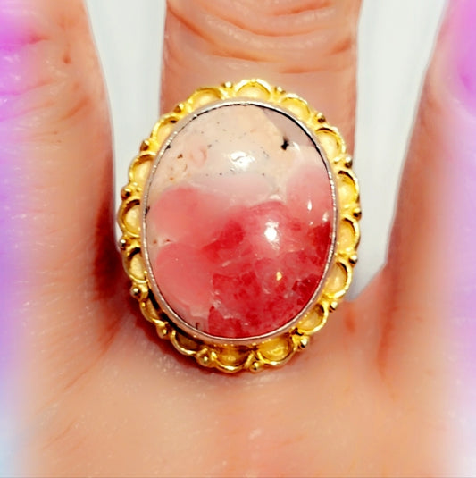 Rhodochrosite Sterling Silver Gemstone Ring