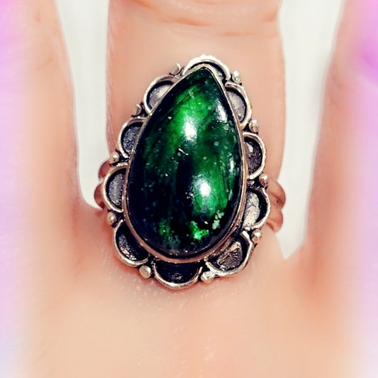 Green Labradorite Sterling Silver Gemstone Ring