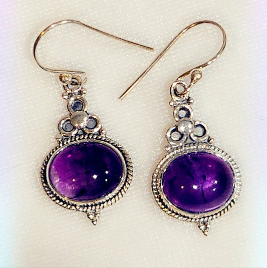 Amethyst Sterling Silver Gemstone Dangle Earrings