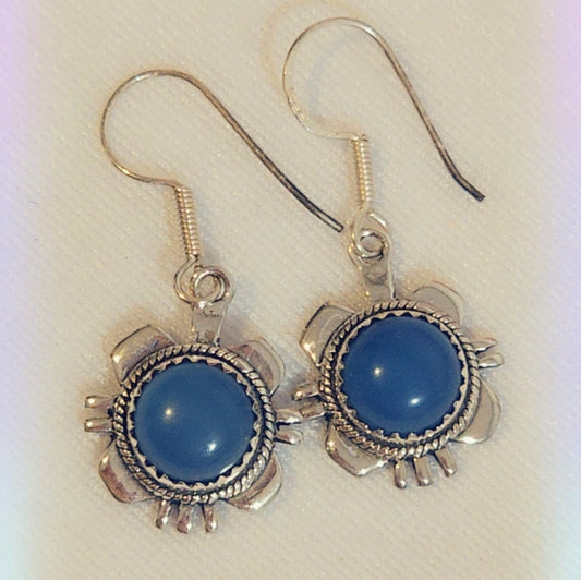 Chalcedony Sterling Silver Gemstone Dangle Earrings