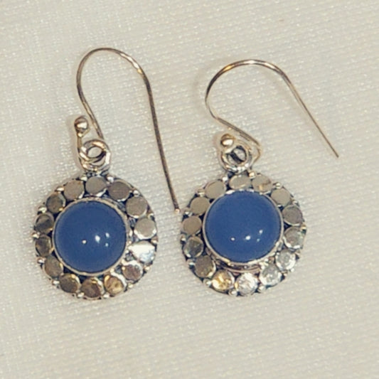 Chalcedony Sterling Silver Gemstone Dangle Earrings