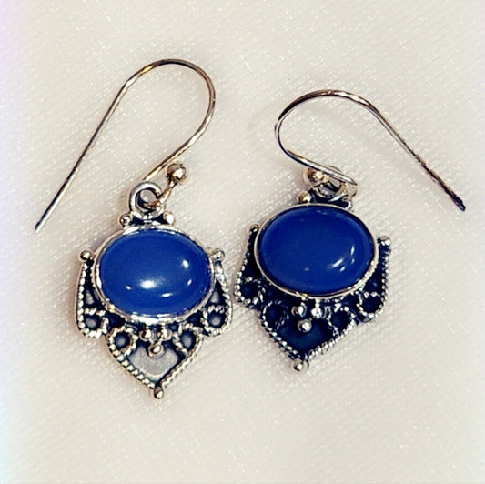 Chalcedony Sterling Silver Gemstone Dangle Earrings
