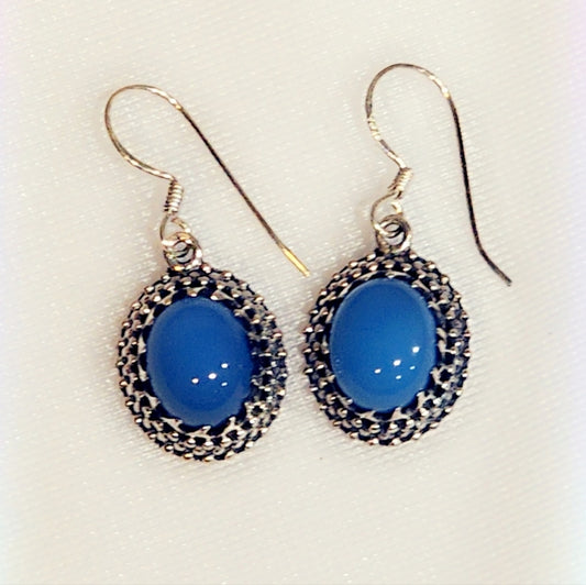 Chalcedony Sterling Silver Gemstone Dangle Earrings