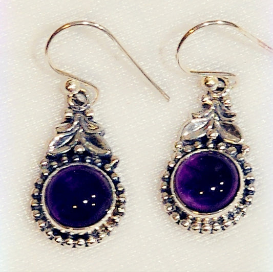 Amethyst Sterling Silver Gemstone Dangle Earrings