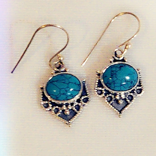 Turquoise Sterling Silver Gemstone Dangle Earrings
