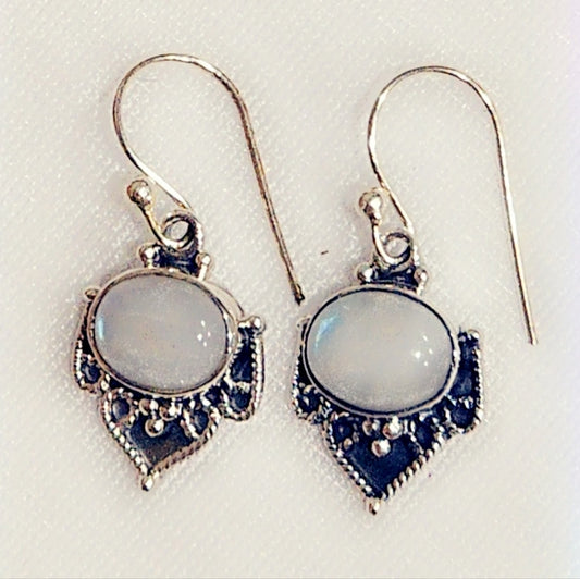 Moonstone Sterling Silver Gemstone Dangle Earrings