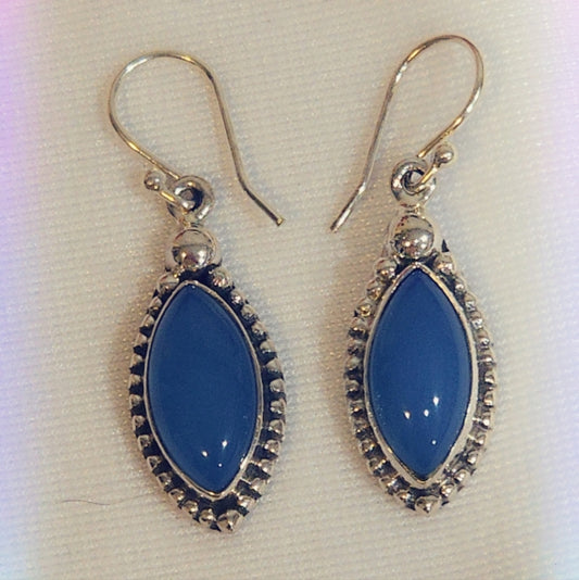 Chalcedony Sterling Silver Gemstone Dangle Earrings
