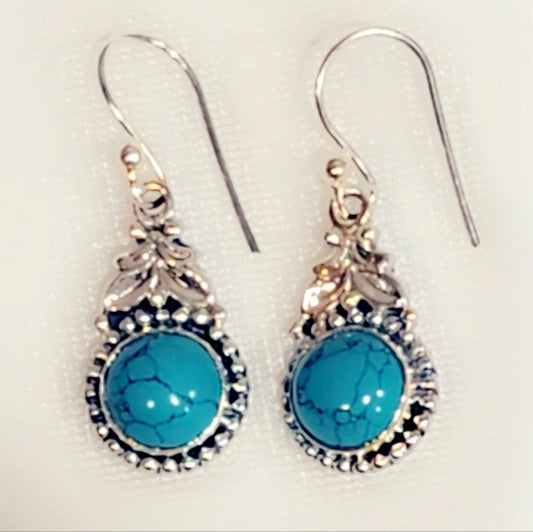 Turquoise Sterling Silver Gemstone Dangle Earrings