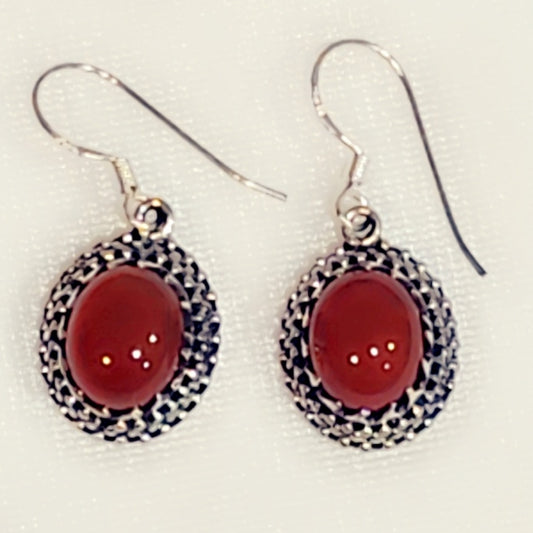 Carnelian Sterling Silver Gemstone Dangle Earrings