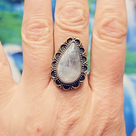 Custom Made Moonstone Solid Sterling Gemstone Ring