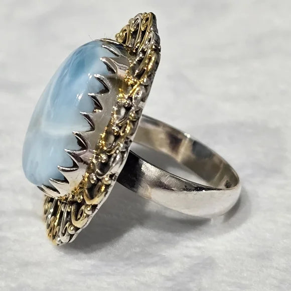 Custom Made Larimar Solid Sterling Gemstone Ring