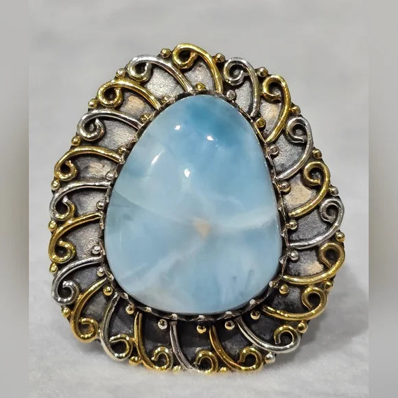 Custom Made Larimar Solid Sterling Gemstone Ring