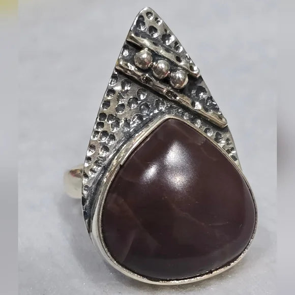 Unique Agate Solid Sterling Silver Gemstone Ring