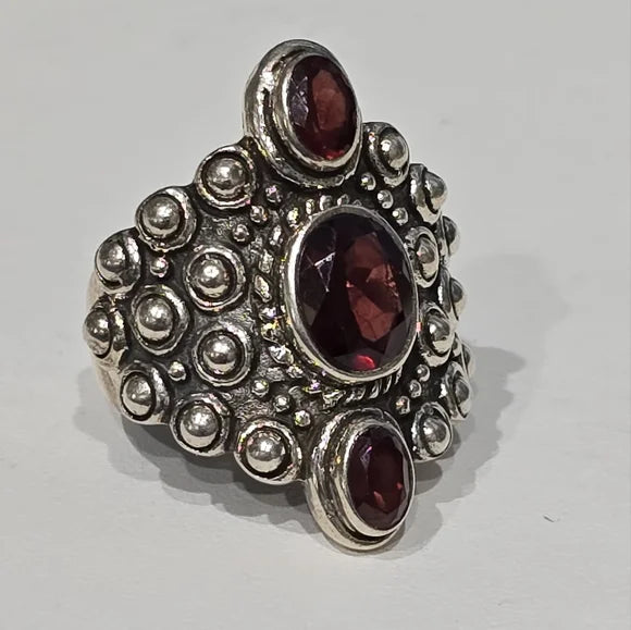 Garnet Solid Sterling Gemstone Ring