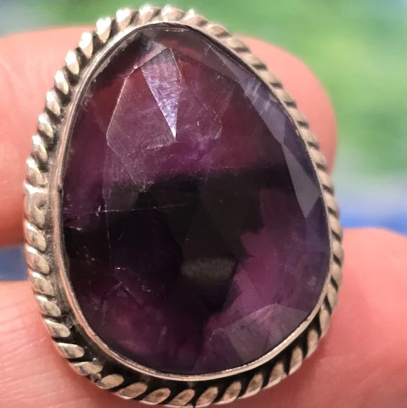 Faceted Amethyst Solid Sterling Silver Gemstone Ring