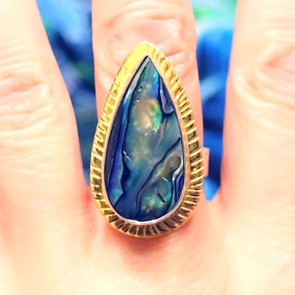 Custom Made Abalone Solid Sterling Gemstone Ring