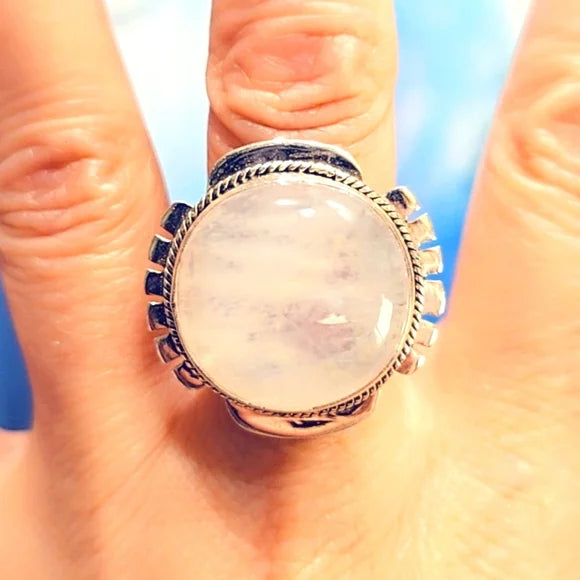 Rainbow Moonstone Solid Sterling Gemstone Ring