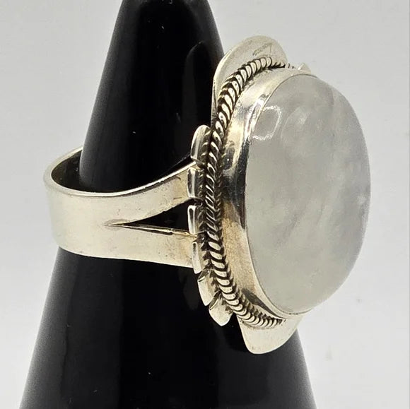 Rainbow Moonstone Solid Sterling Gemstone Ring