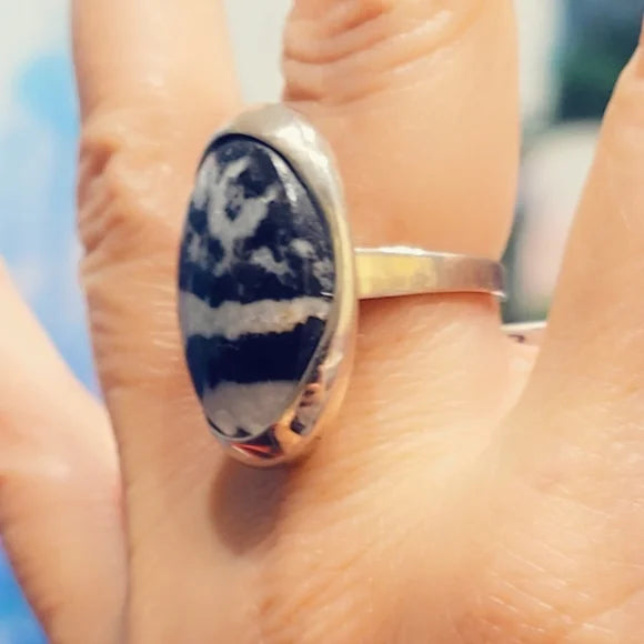 Zebra Jasper Solid Sterling Gemstone Ring