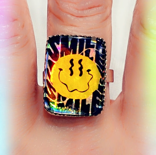 Glass Crystal Emoji Sterling Gemstone Ring