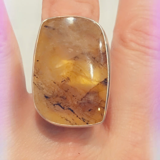Agate Adjustable Sterling Silver Gemstone Ring
