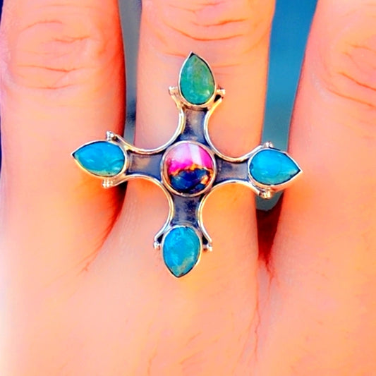 Cotton Candy Turquoise Sterling Gemstone Ring