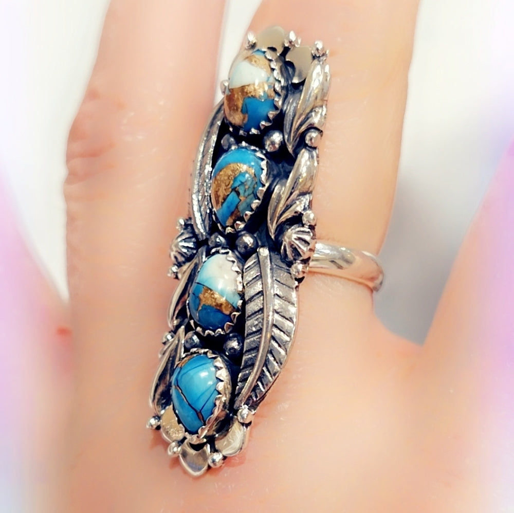 Blue Dahlia Turquoise Sterling Gemstone Ring