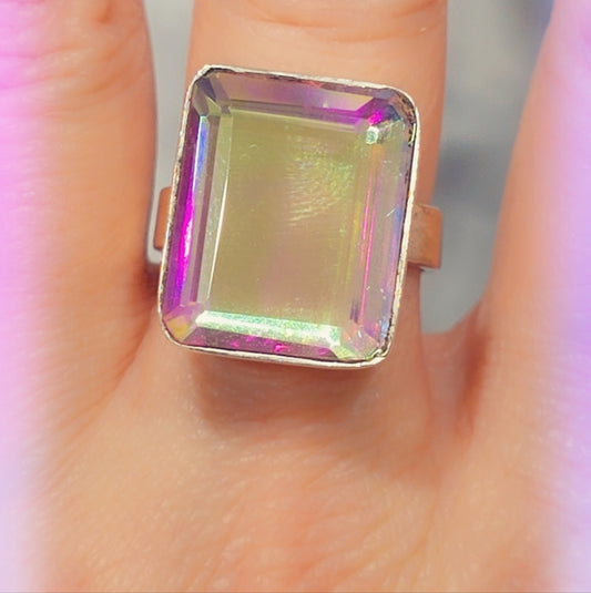 Faceted Mercury Topaz Sterling Silver Gemstone Ring