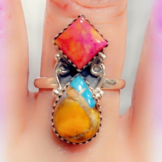Spiny Oyster Turquoise Sterling Gemstone Ring