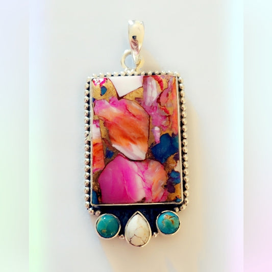 Spiny & Turquoise Sterling Gemstone Pendant