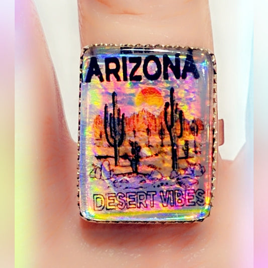 Glass Crystal Arizona Sterling Gemstone Ring