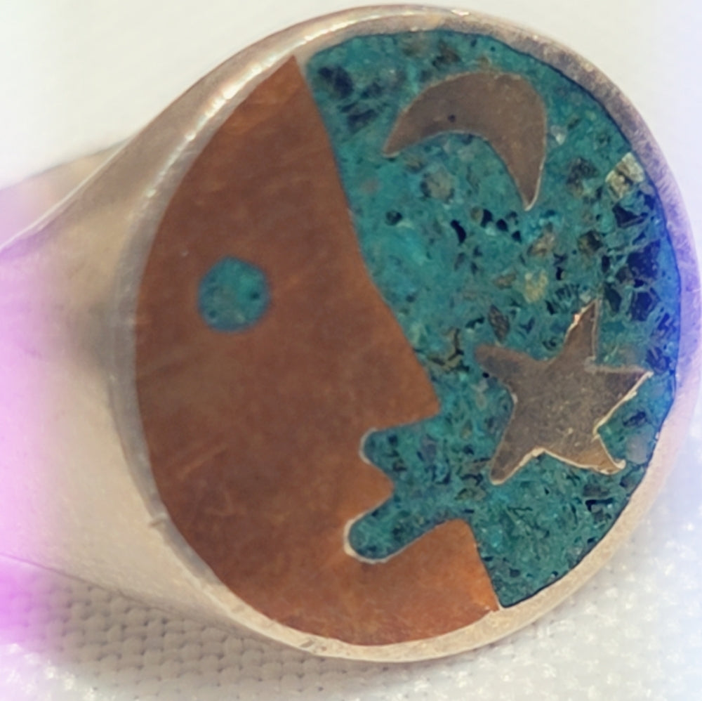 Mexican Sterling Celestial Vintage Ring