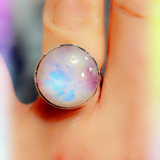 Rainbow Moonstone Sterling Gemstone Ring