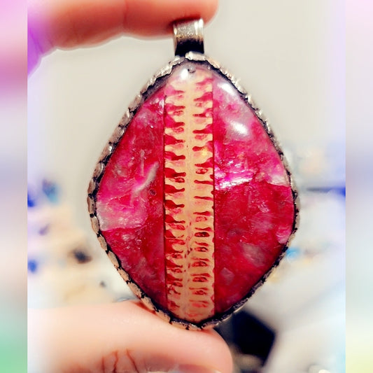 Fuschia Shell Tibetan Pendant